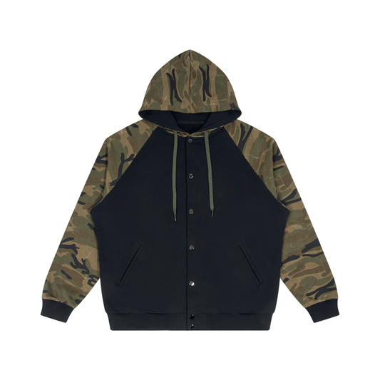 Unisex Camo-Splice Raglan Zip Hoodie