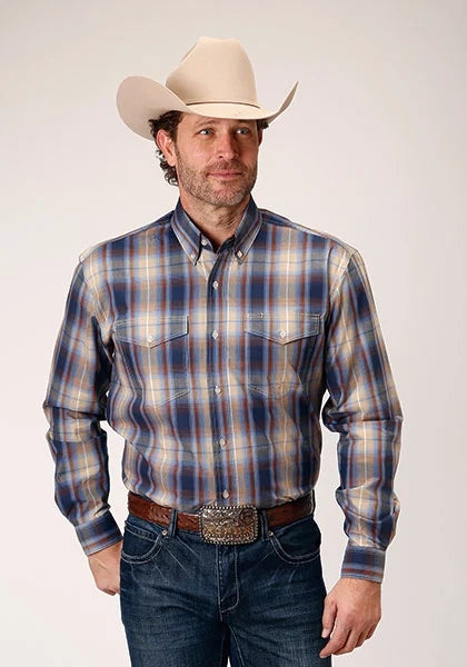 Roper 1842 Ranch Plaid (Blue) - Men's Western Shirt
