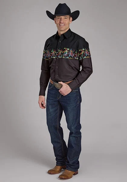 Roper 2121 Bullriders Scene (Black) - Men's Western Shirt