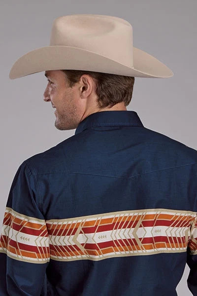 Roper 2136 Aztec Border (Navy) - Men's Western Shirt