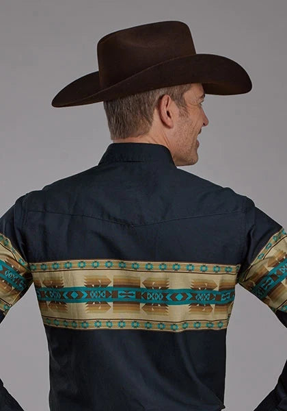 Roper 2120 Aztec Border (Navy) - Men's Western Shirt