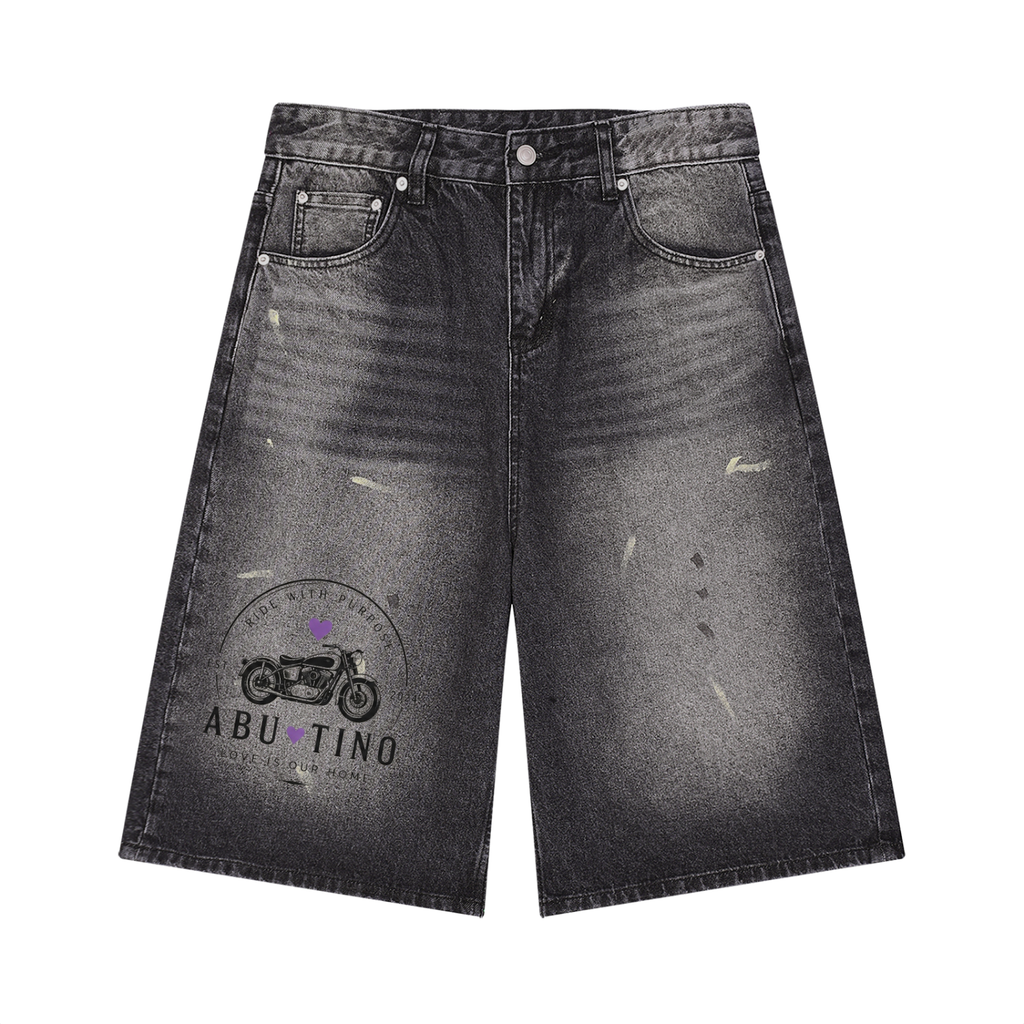 Men’s Vintage Wash Wide Leg Denim Shorts