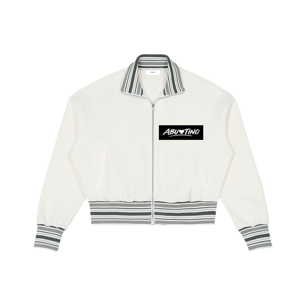 Striped Rib Collar Zip Jacket