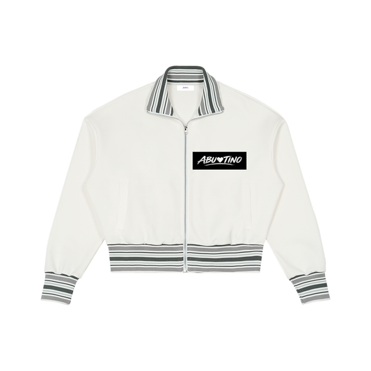 Striped Rib Collar Zip Jacket