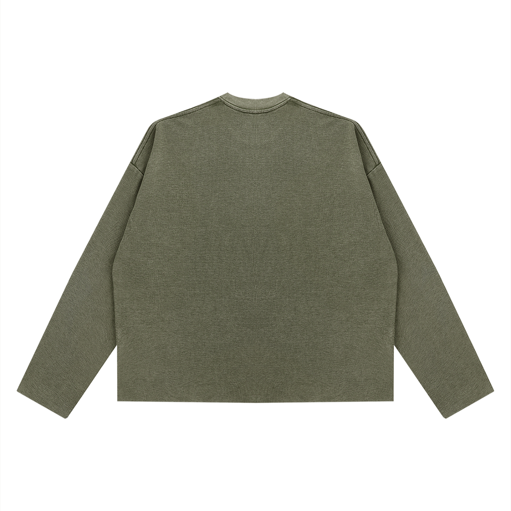Vintage Wash Boxy  Waffle Raw Edge T-Shirt