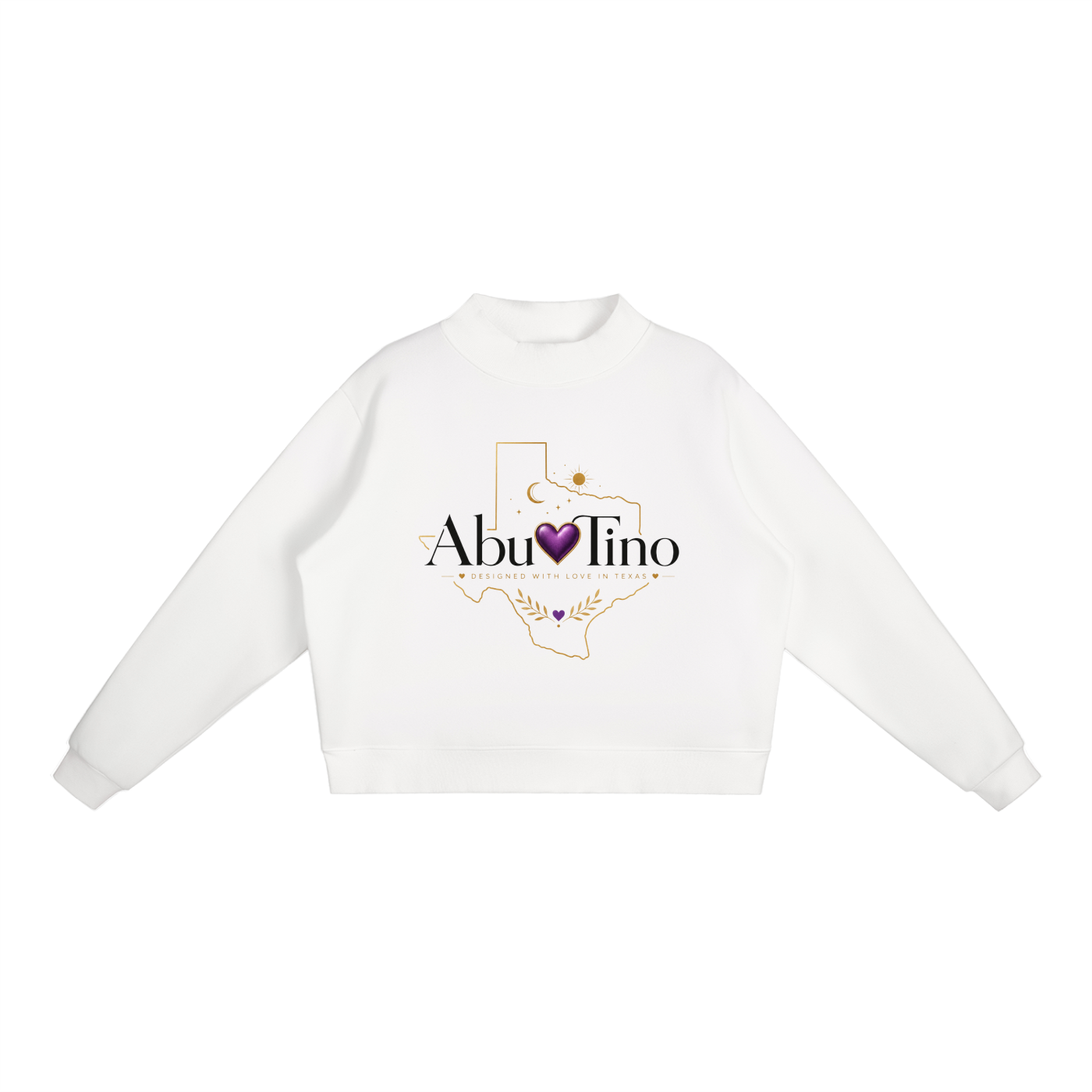 abuTino  Fleece Mock-Neck Crew Sweatshirt
