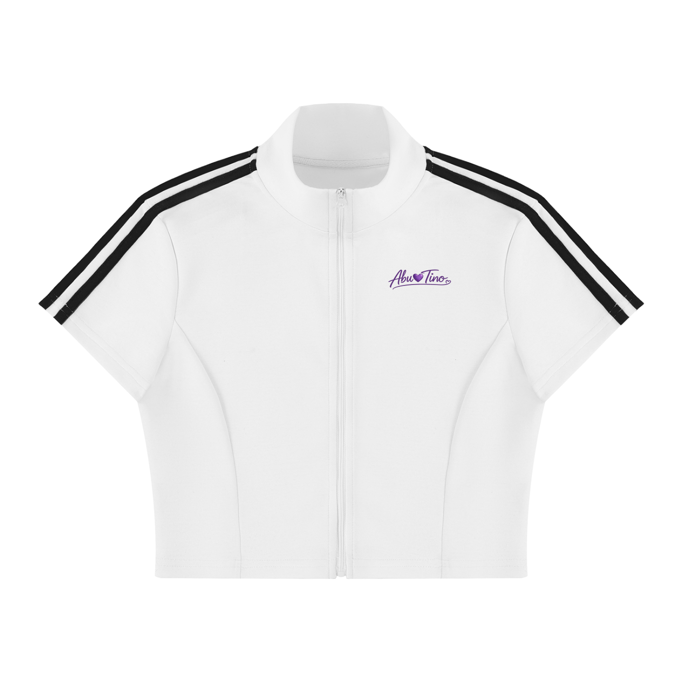 Women's Cropped Full Zip Short Sleeve T-Shirt