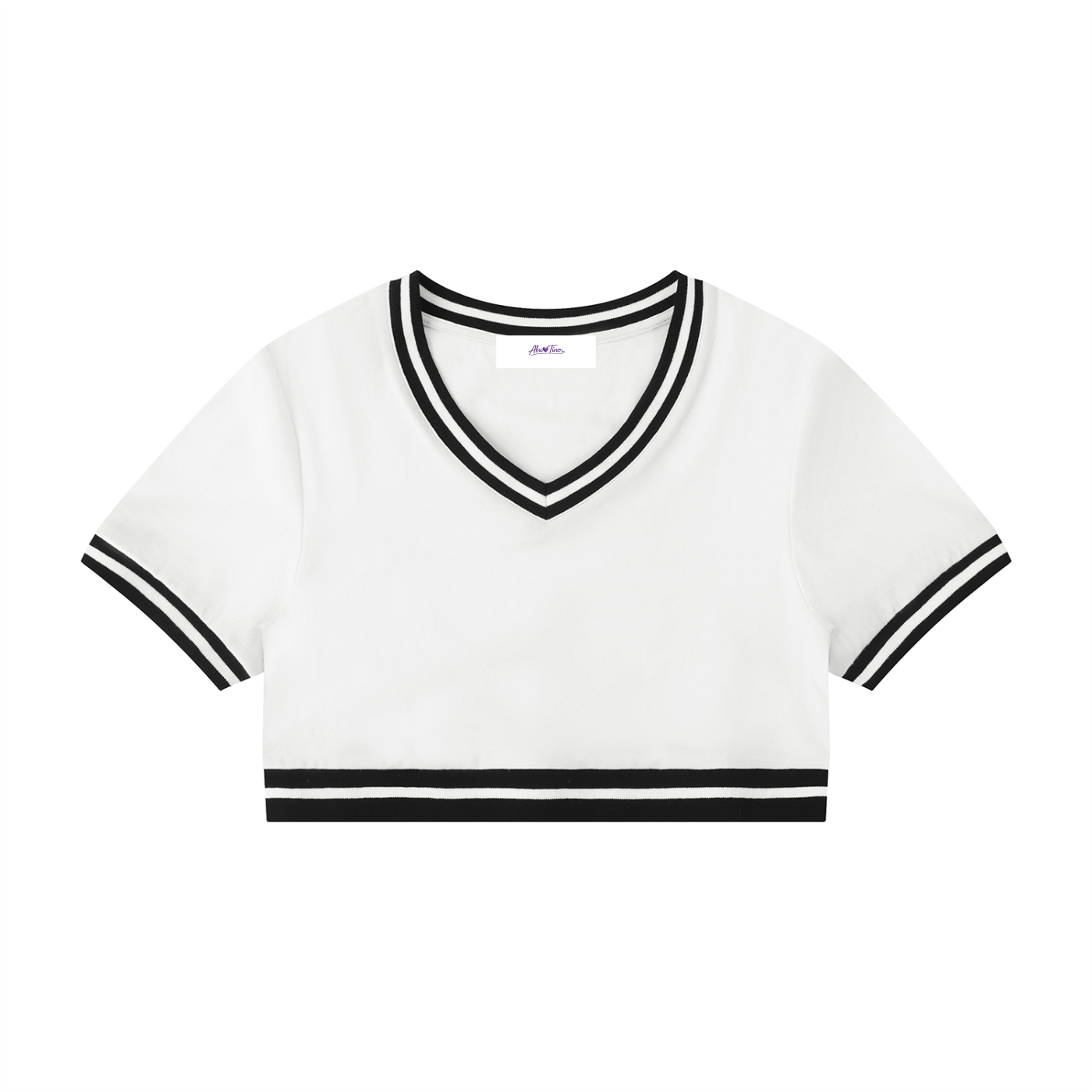 Women's Color Block V-Neck Crop T-Shirt
