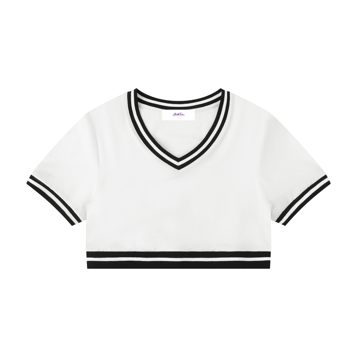 Women's Color Block V-Neck Crop T-Shirt