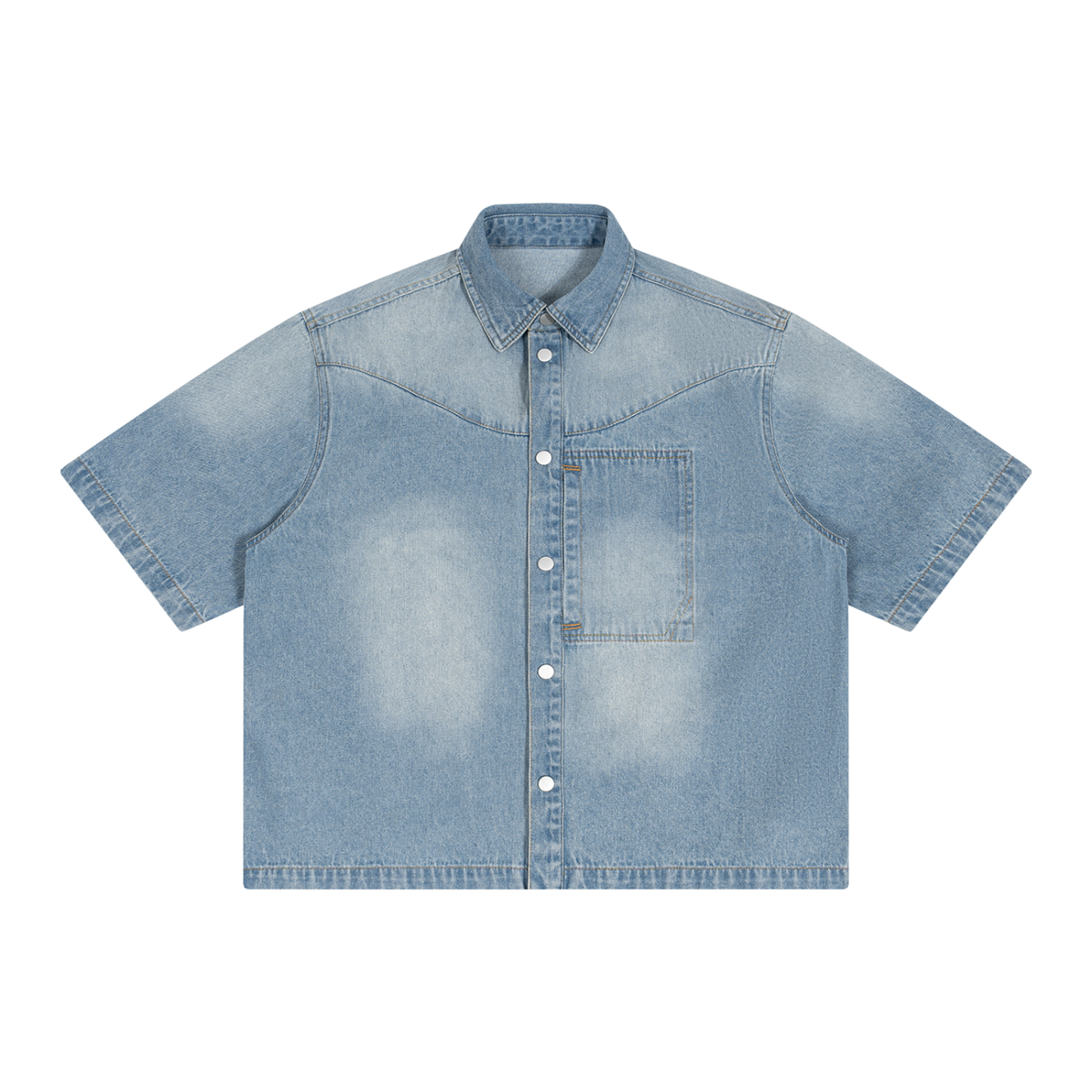 Vintage Wash Boxy Short Denim Shirt
