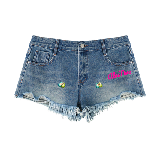 Women's Vintage Wash Raw Hem Denim Shorts