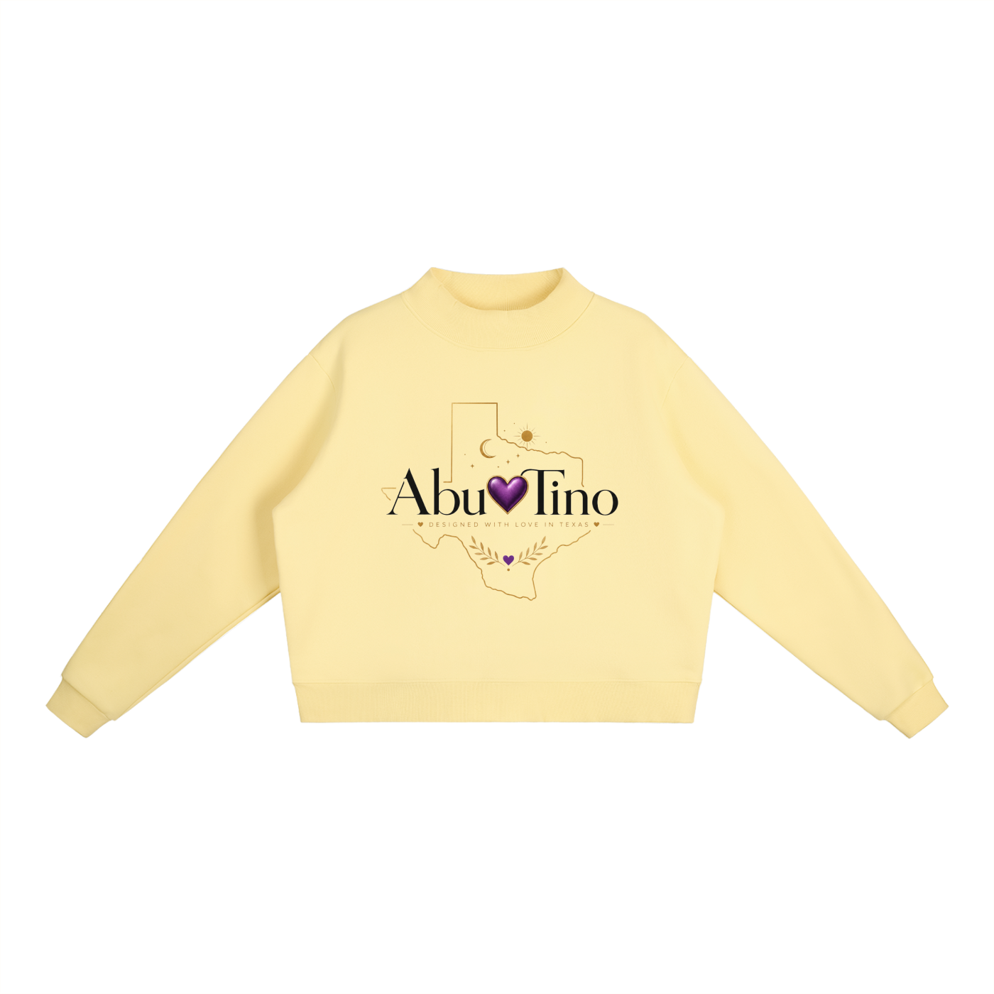 abuTino  Fleece Mock-Neck Crew Sweatshirt