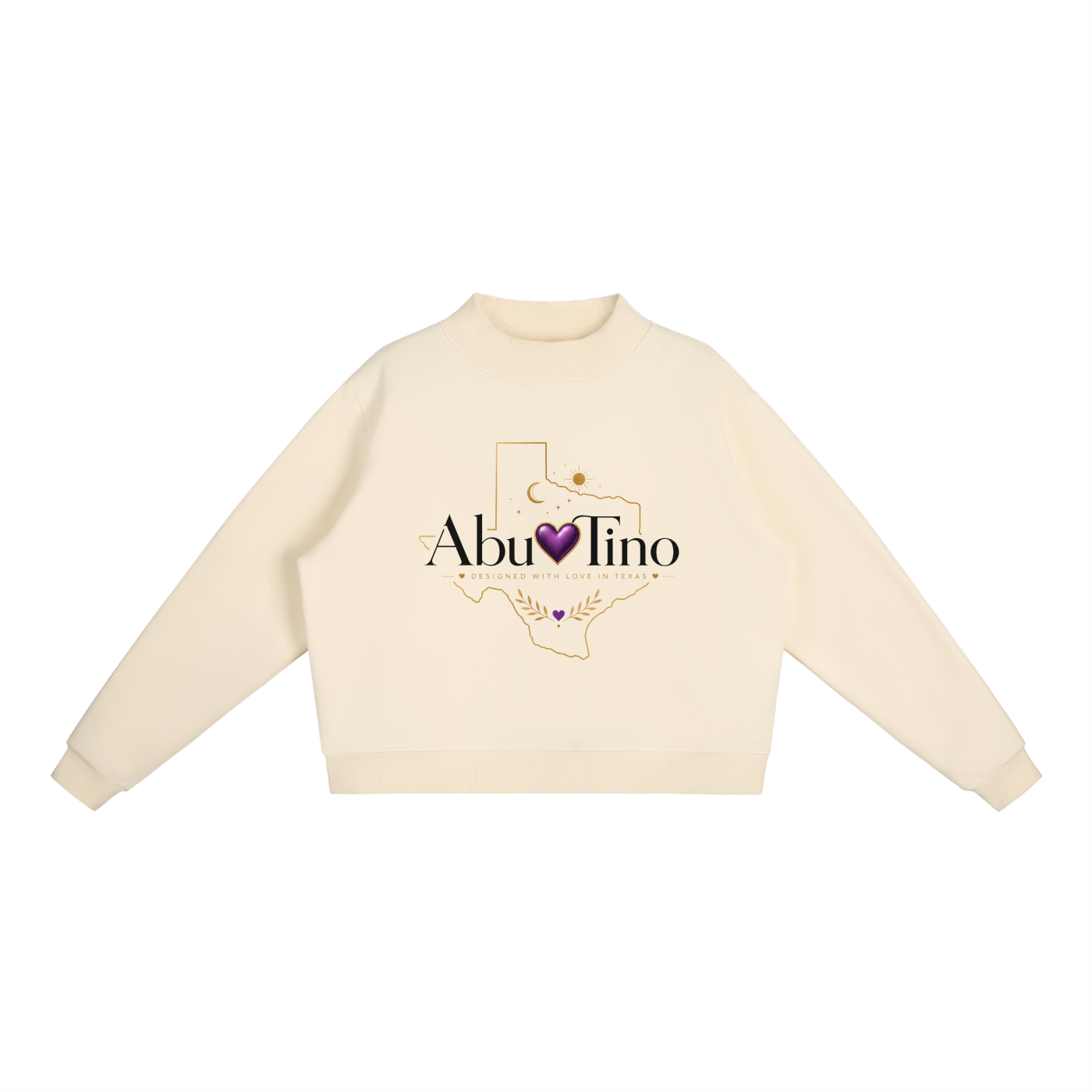 abuTino  Fleece Mock-Neck Crew Sweatshirt