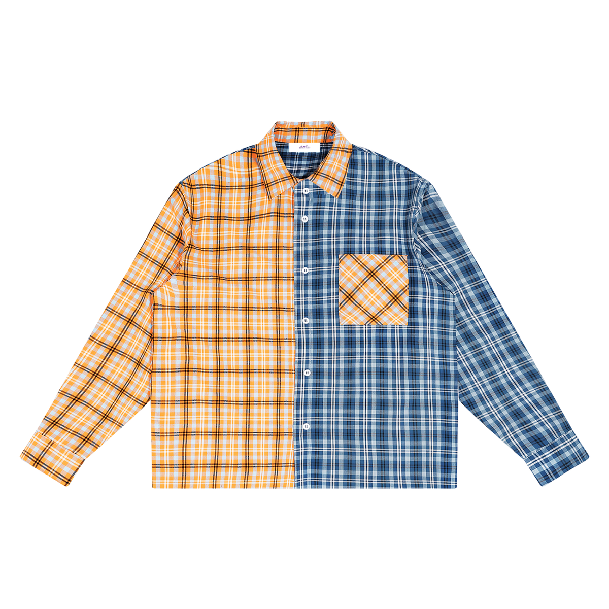 Oversized Plaid Color Block Shirt
