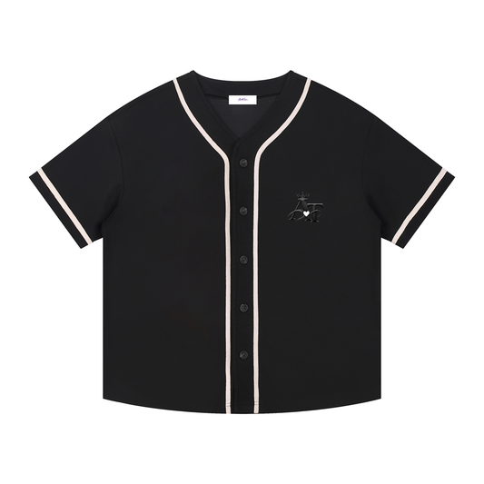 Contrast Piped Button-Up Jersey