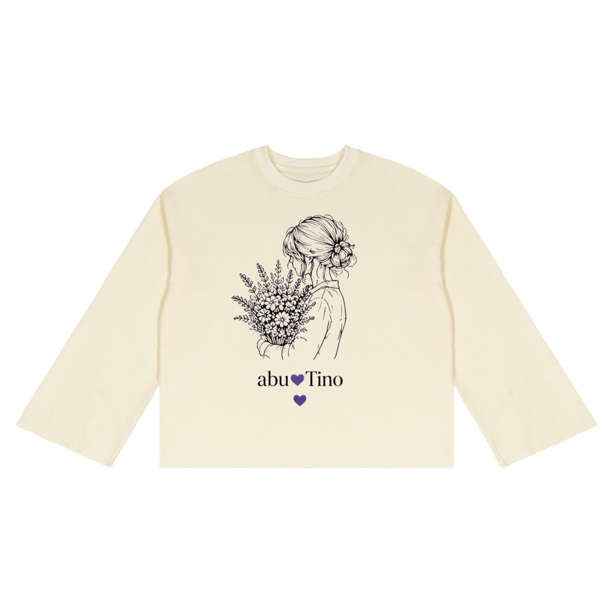 Women Waffle Raw Edge T-Shirt
