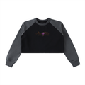 Raw-Hem Color-Block Raglan Crop Sweatshirt