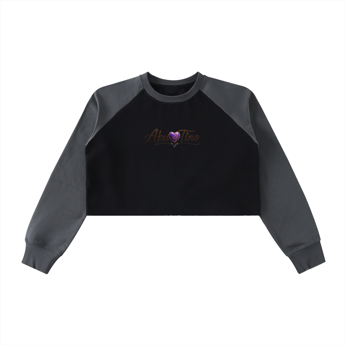 Raw-Hem Color-Block Raglan Crop Sweatshirt