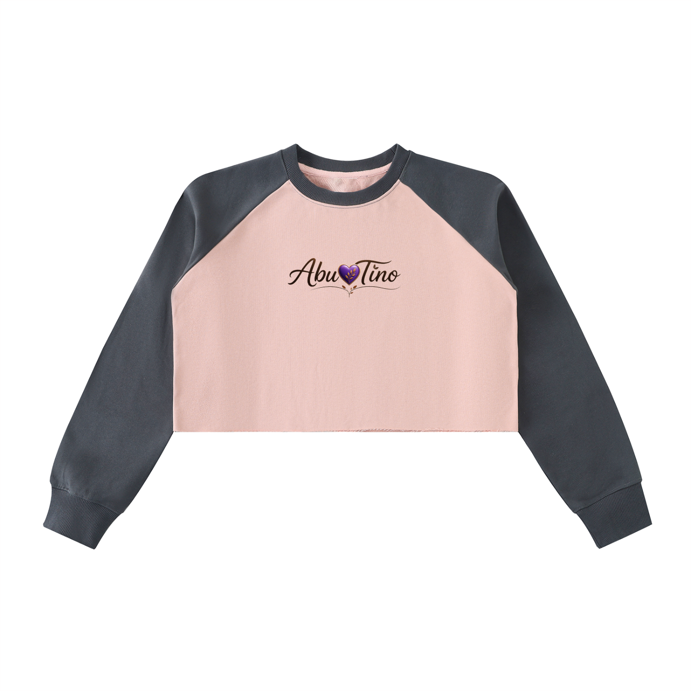 Raw-Hem Color-Block Raglan Crop Sweatshirt
