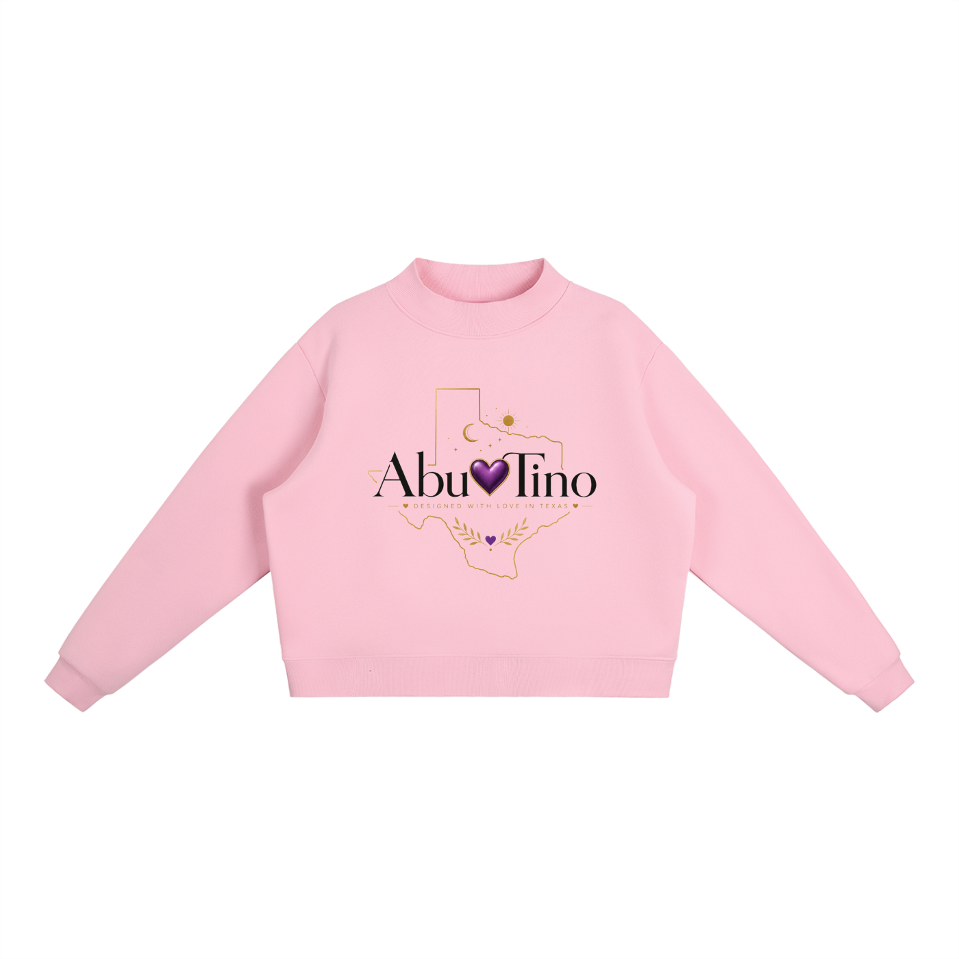 abuTino  Fleece Mock-Neck Crew Sweatshirt