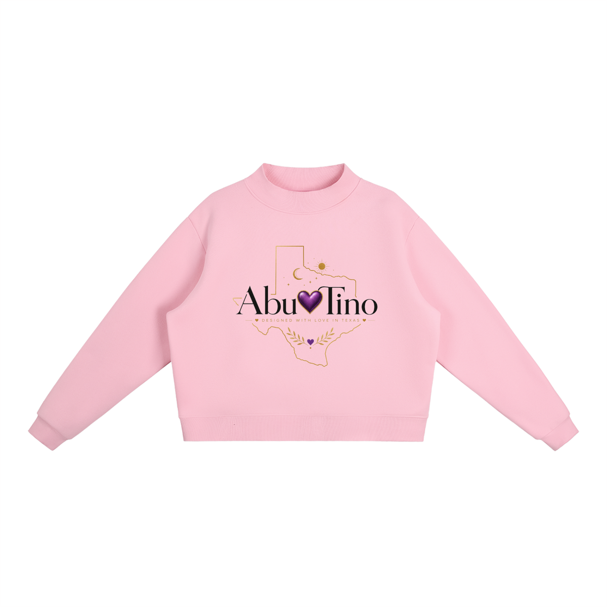 abuTino  Fleece Mock-Neck Crew Sweatshirt