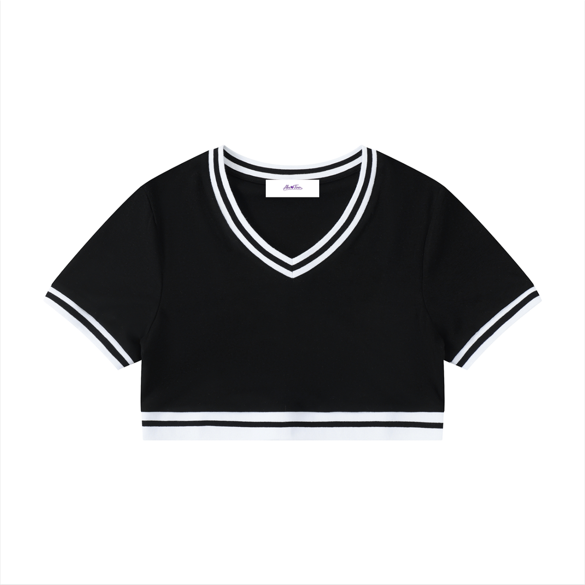 Women's Color Block V-Neck Crop T-Shirt