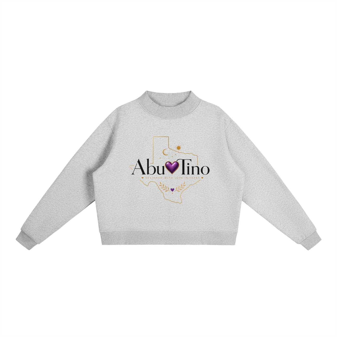 abuTino  Fleece Mock-Neck Crew Sweatshirt