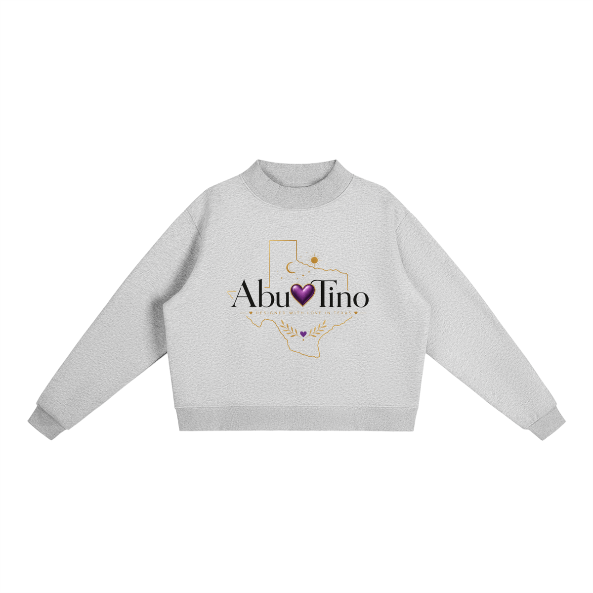 abuTino  Fleece Mock-Neck Crew Sweatshirt
