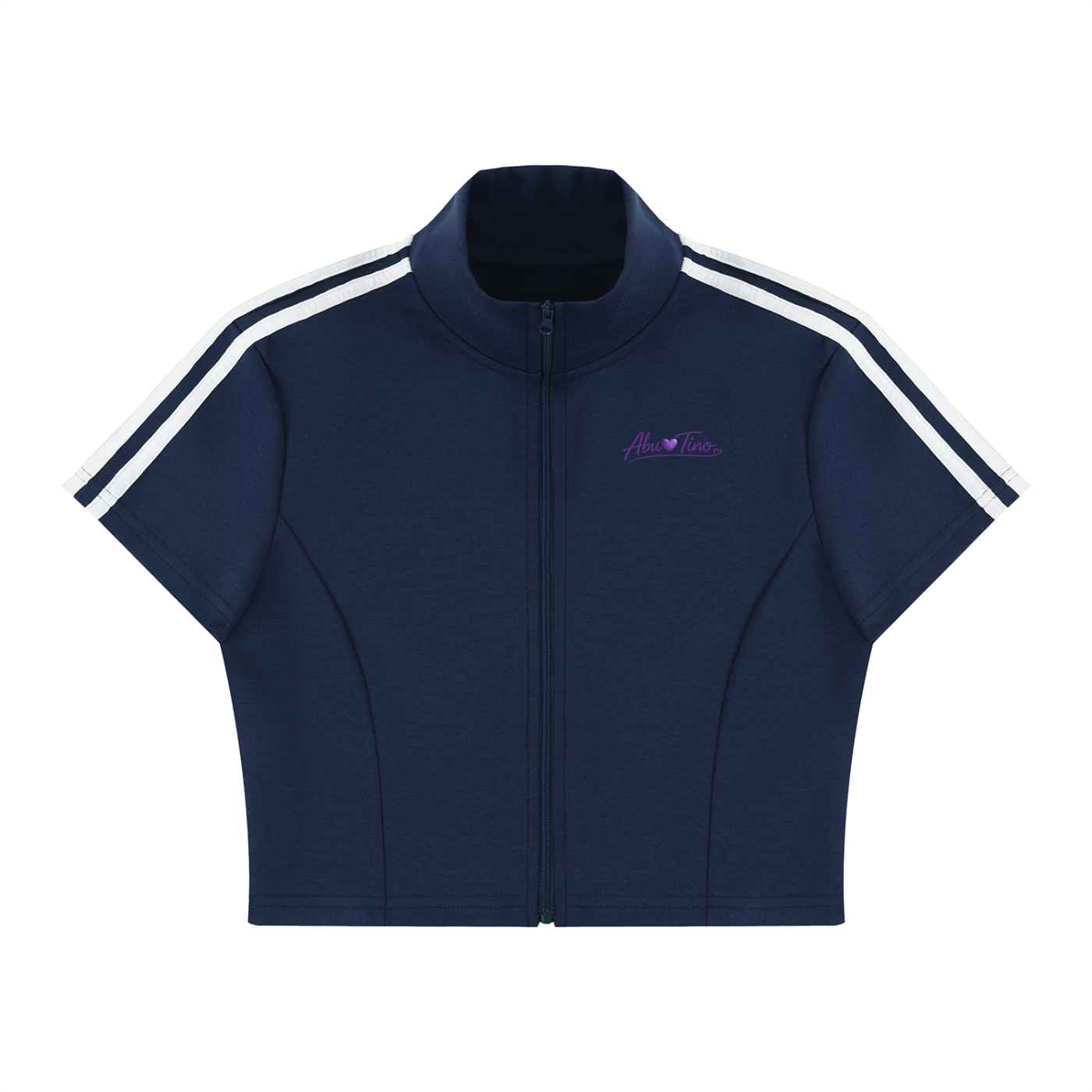 Women's Cropped Full Zip Short Sleeve T-Shirt