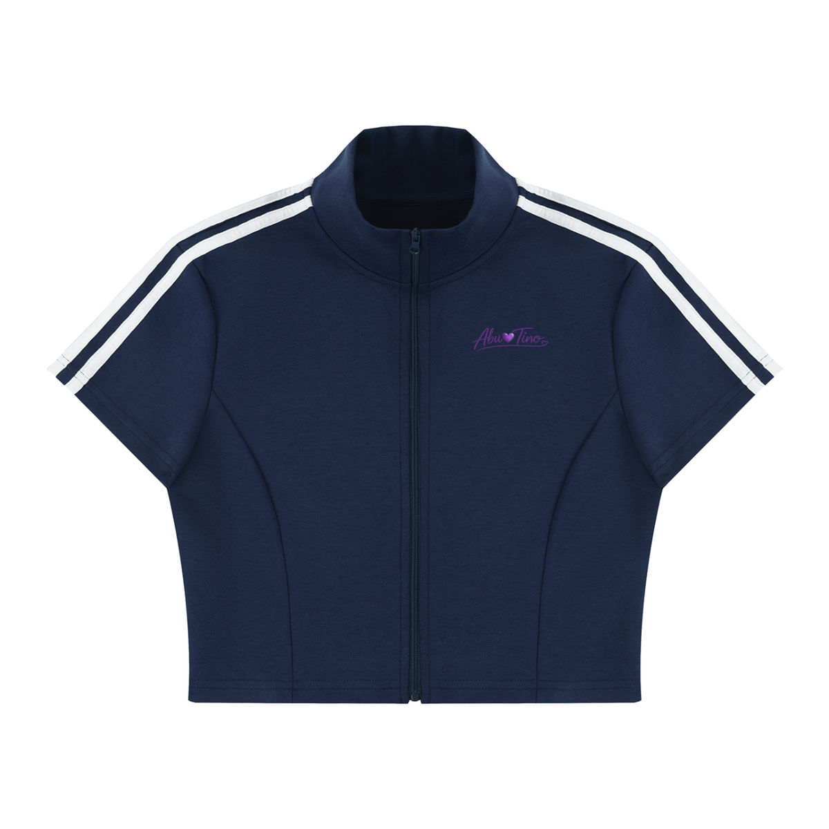 Women's Cropped Full Zip Short Sleeve T-Shirt