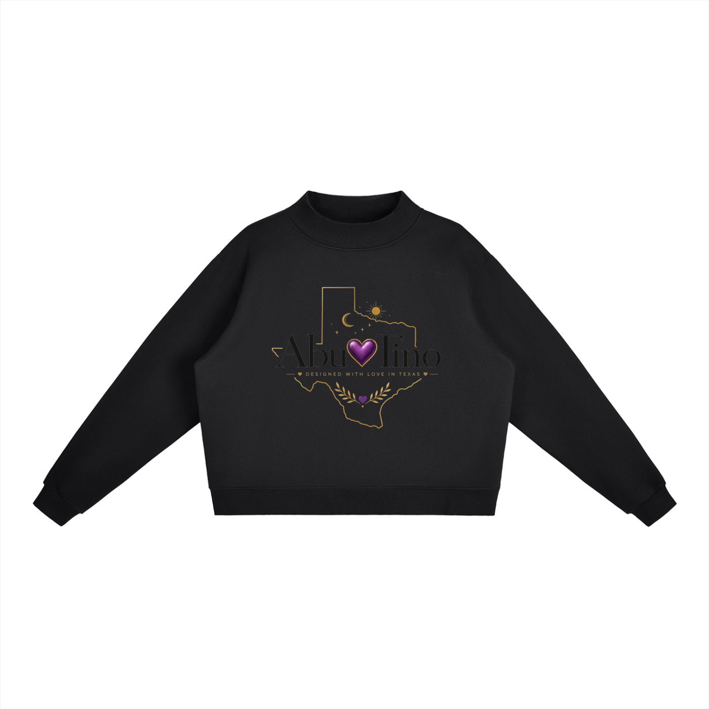 abuTino  Fleece Mock-Neck Crew Sweatshirt