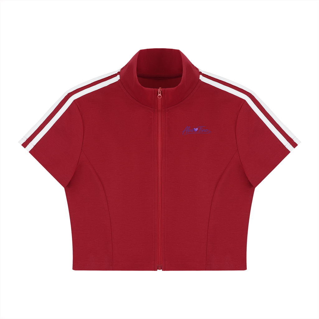 Women's Cropped Full Zip Short Sleeve T-Shirt
