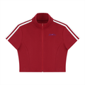 Women's Cropped Full Zip Short Sleeve T-Shirt