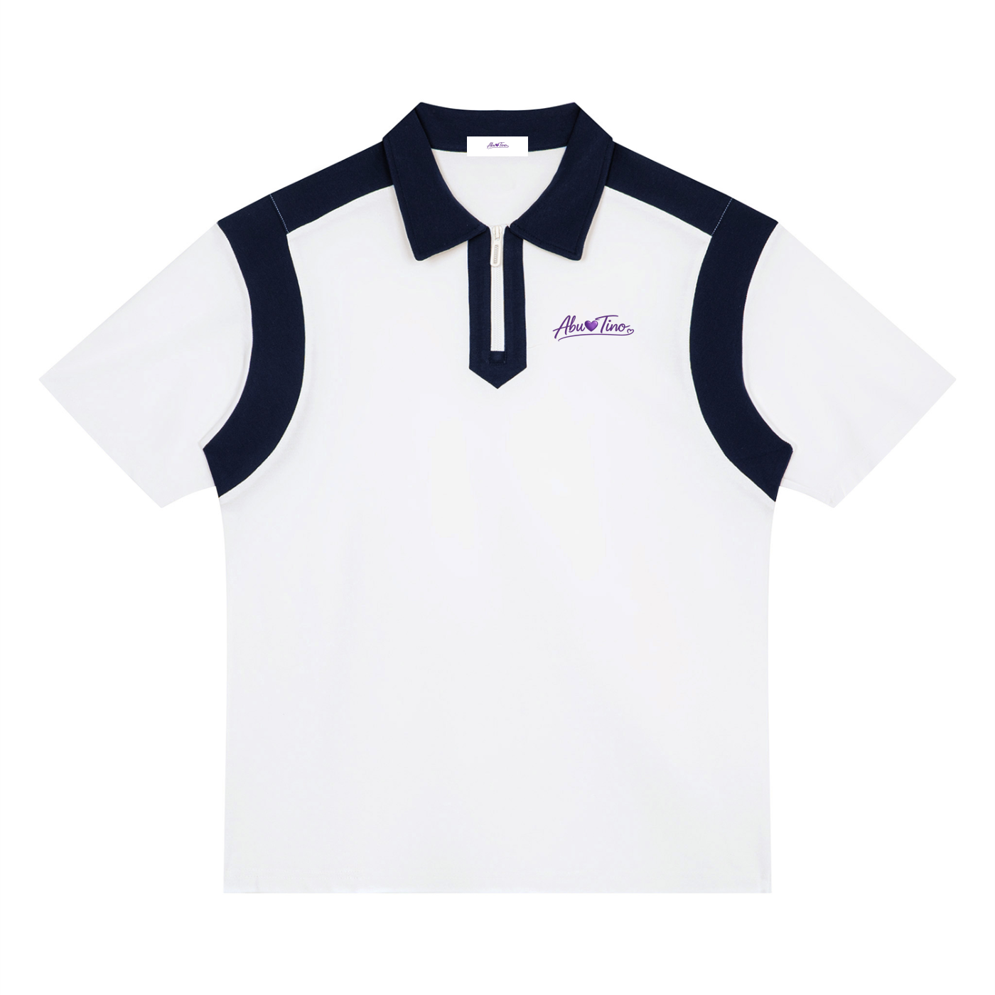Unisex Color Block Quarter Zip Polo Shirt
