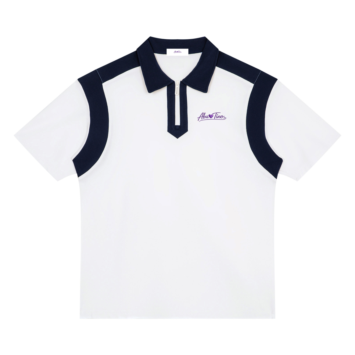 Unisex Color Block Quarter Zip Polo Shirt