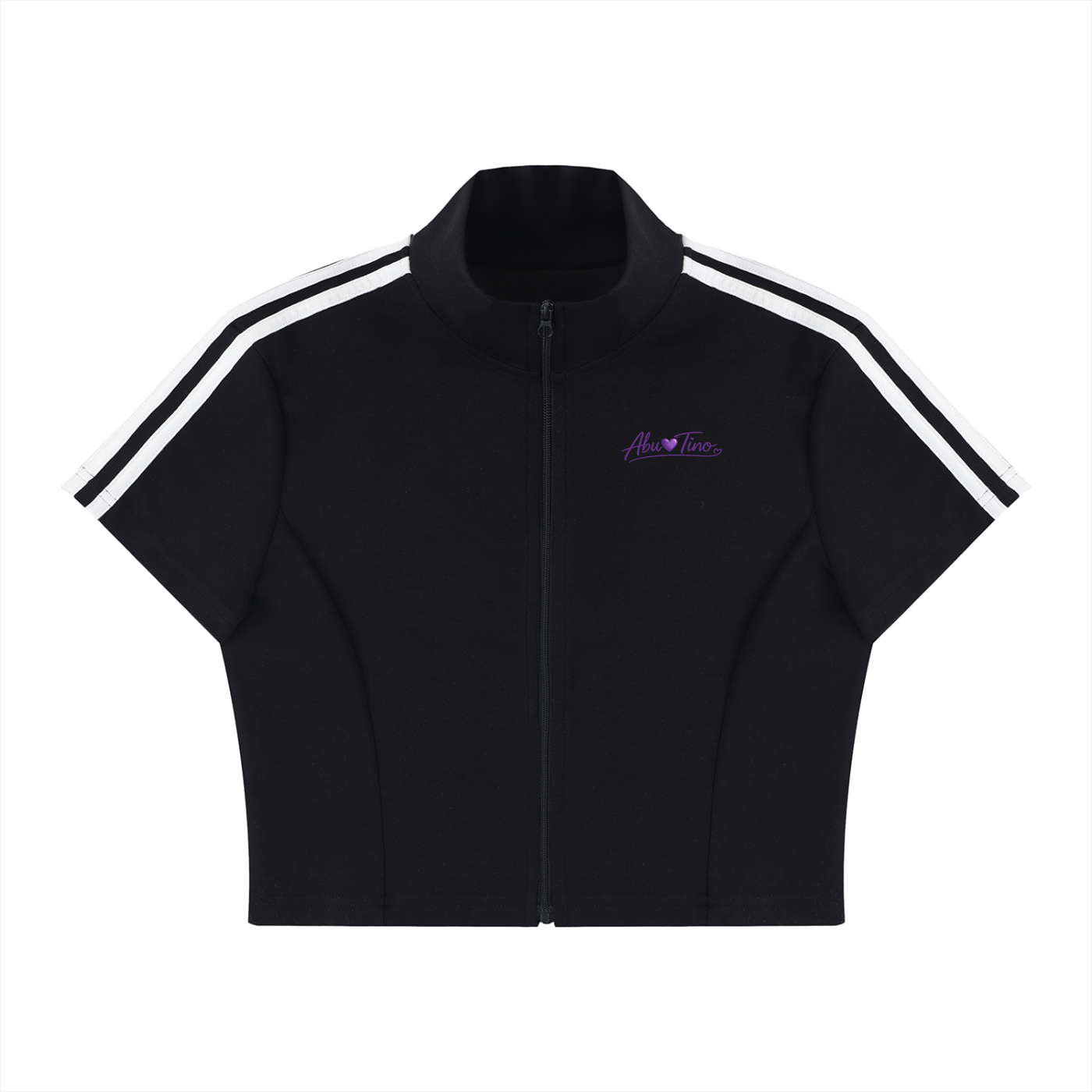 Women's Cropped Full Zip Short Sleeve T-Shirt