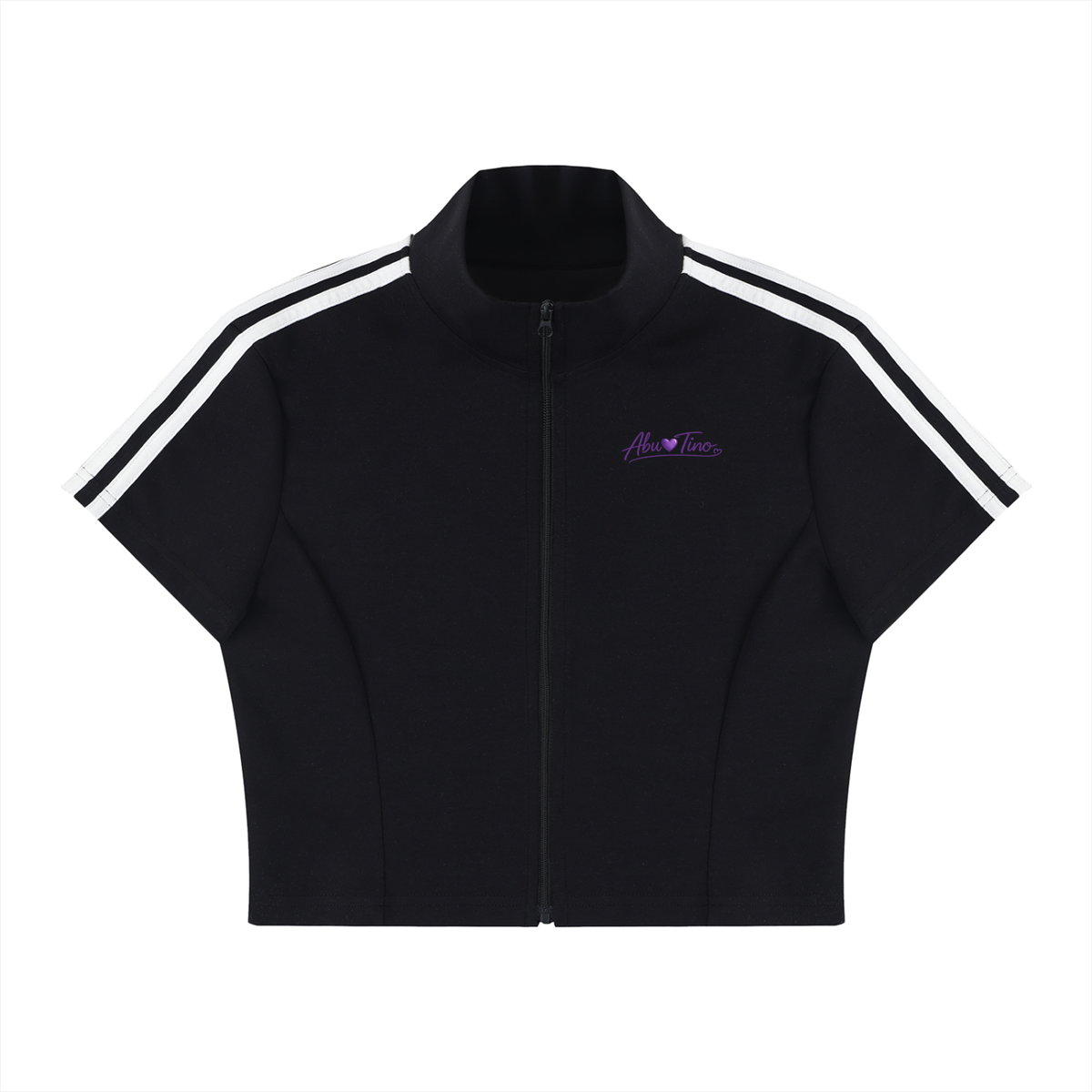 Women's Cropped Full Zip Short Sleeve T-Shirt