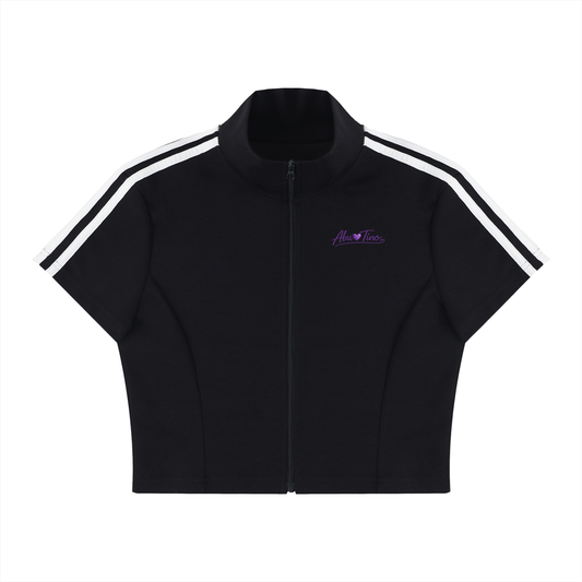 Women's Cropped Full Zip Short Sleeve T-Shirt