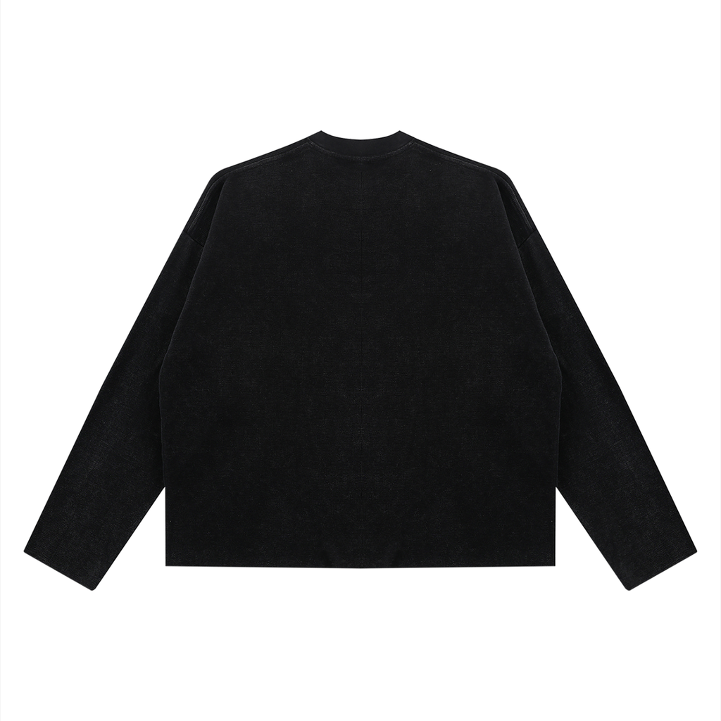 Vintage Wash Boxy  Waffle Raw Edge T-Shirt