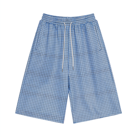Men Plaid Drawstring Shorts