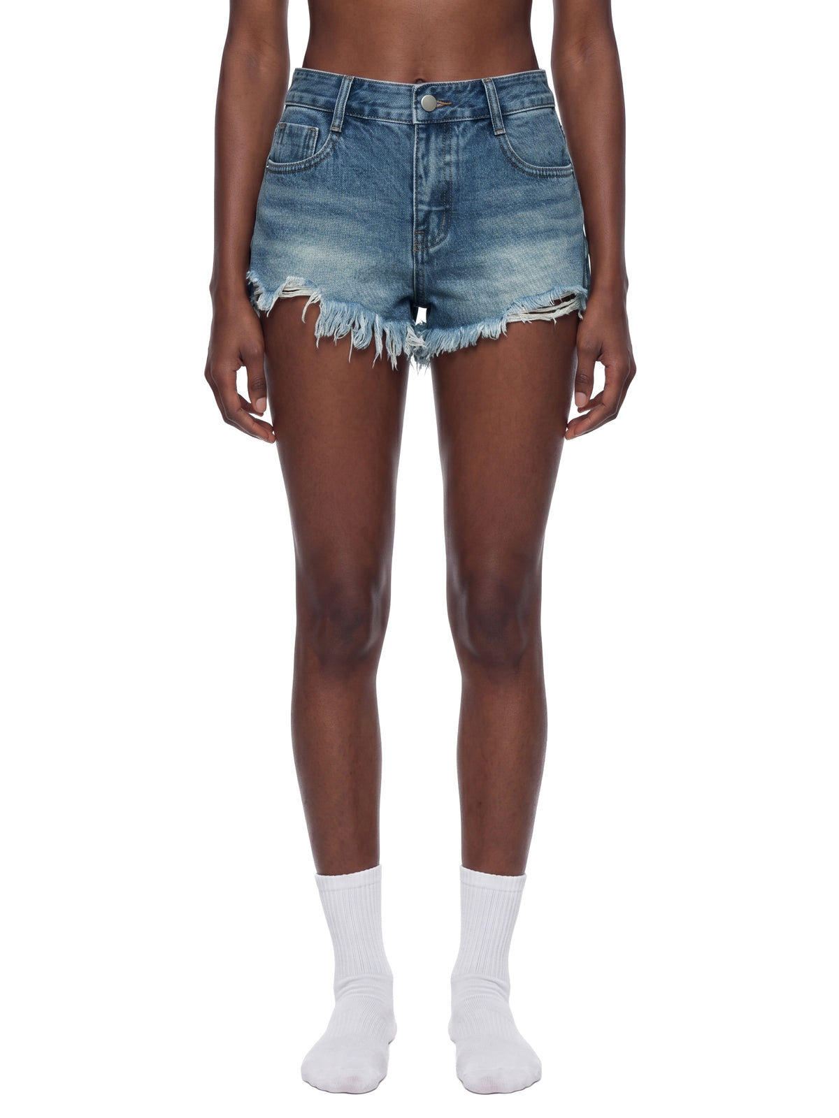 Women's Vintage Wash Raw Hem Denim Shorts