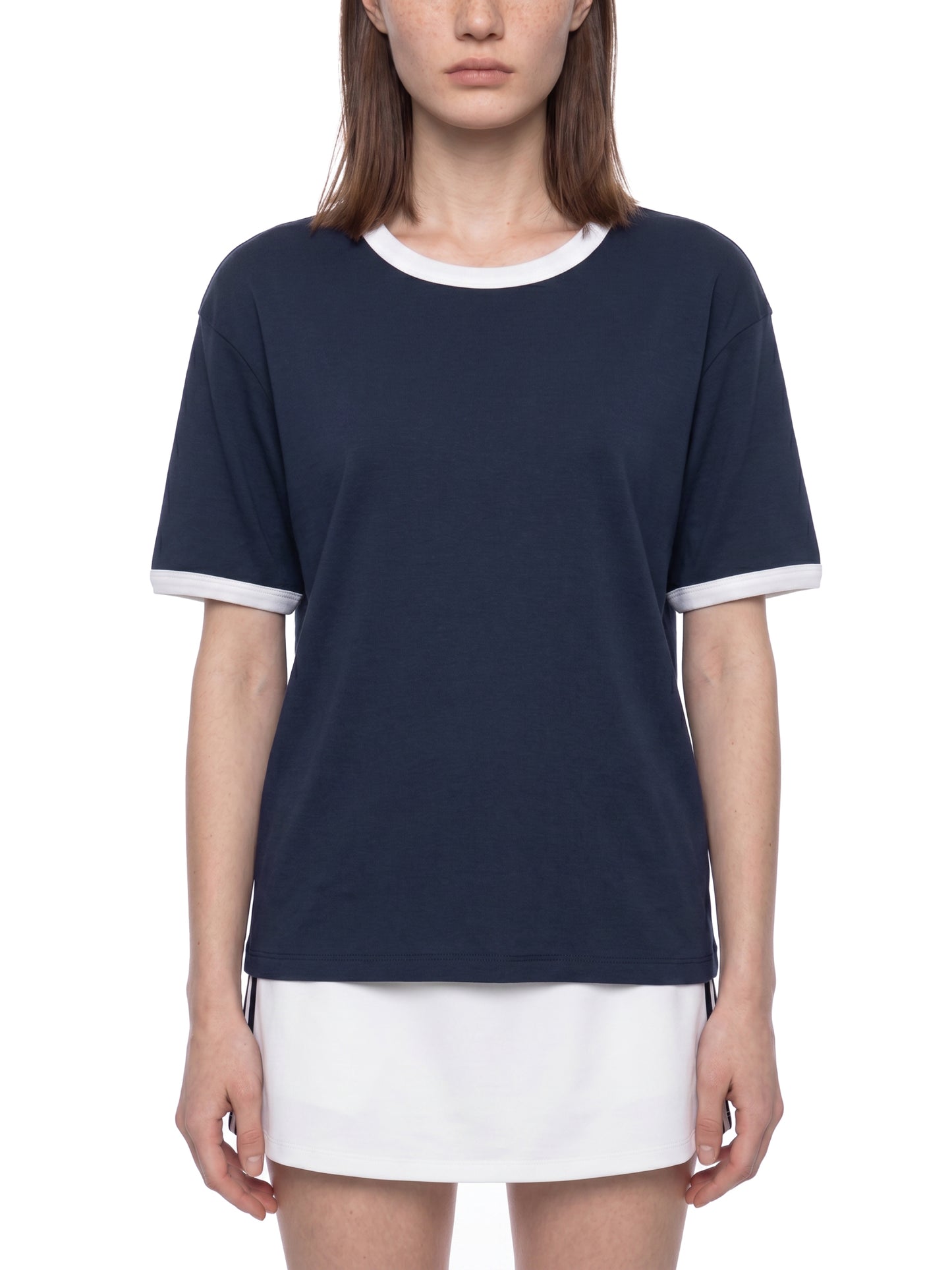 Contrast Edge Ribbed Crewneck T-Shirt