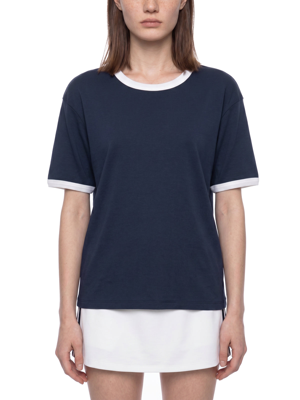 Contrast Edge Ribbed Crewneck T-Shirt