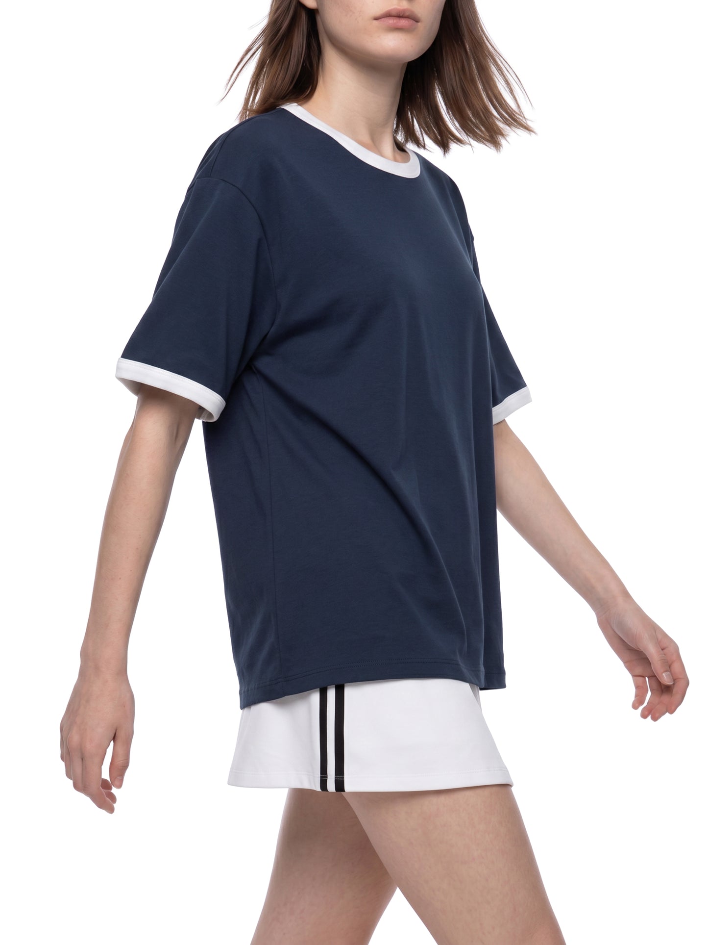 Contrast Edge Ribbed Crewneck T-Shirt