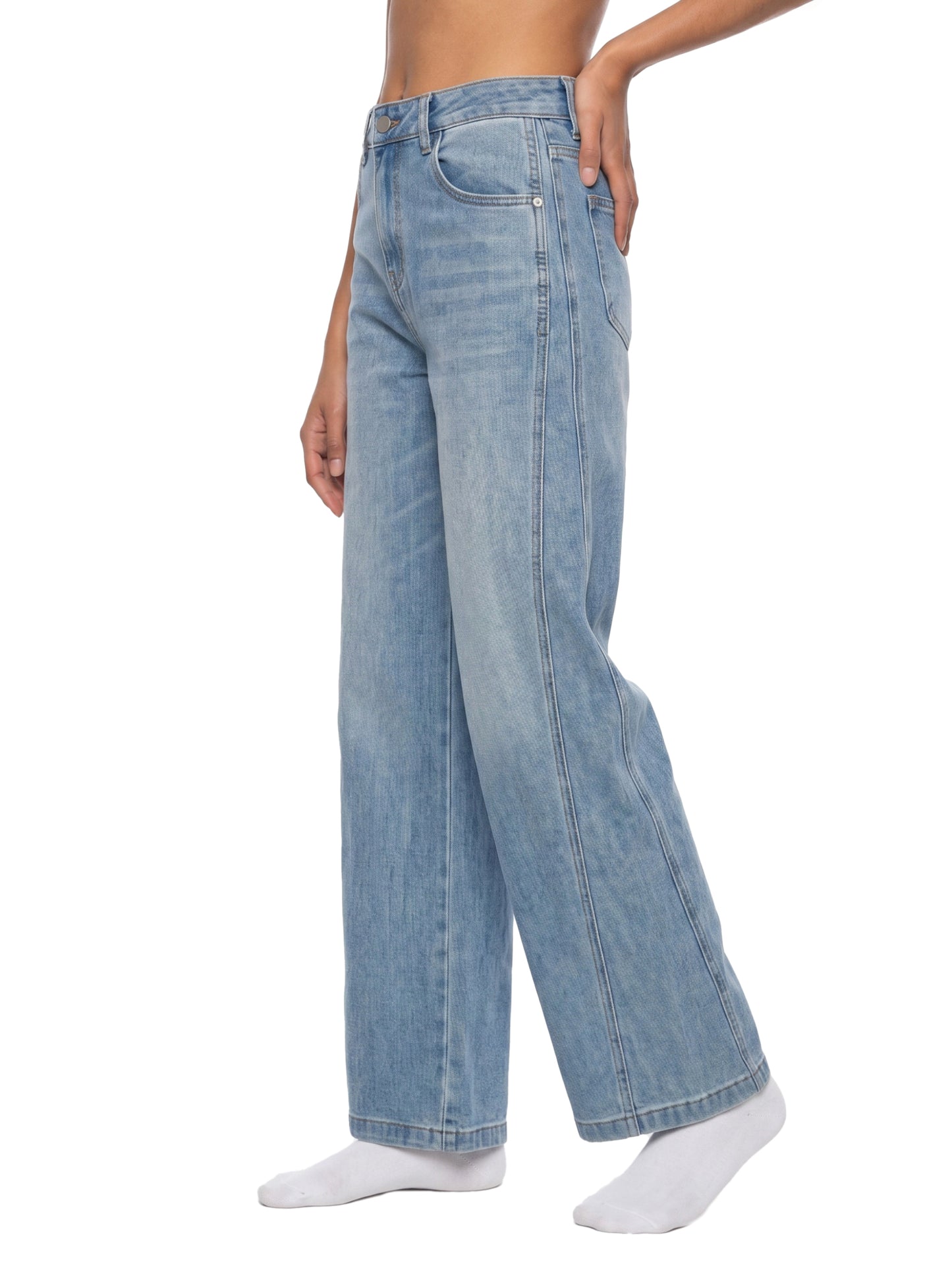 Women’s Vintage Wash High Rise Wide Leg Jeans
