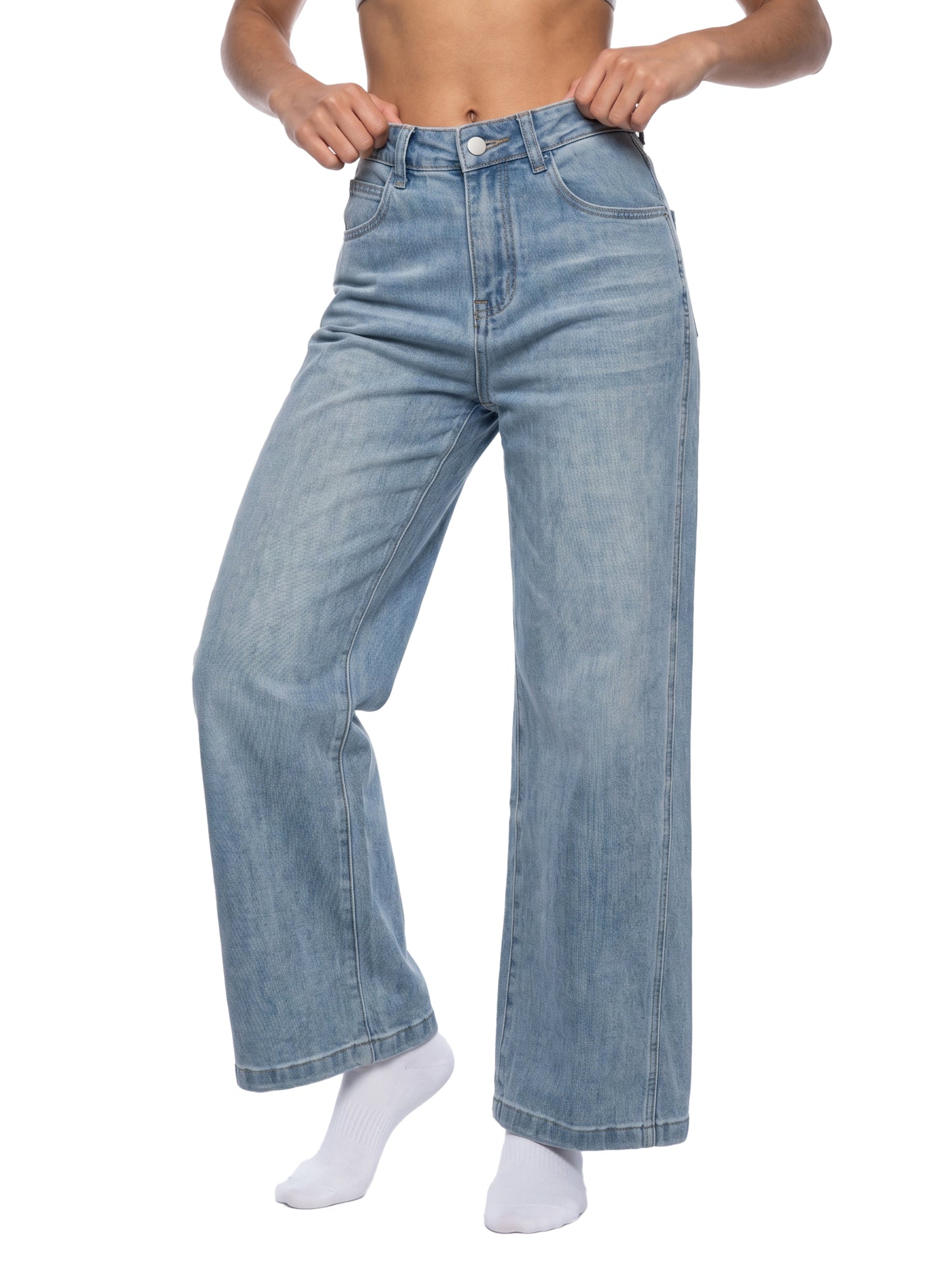 Women’s Vintage Wash High Rise Wide Leg Jeans