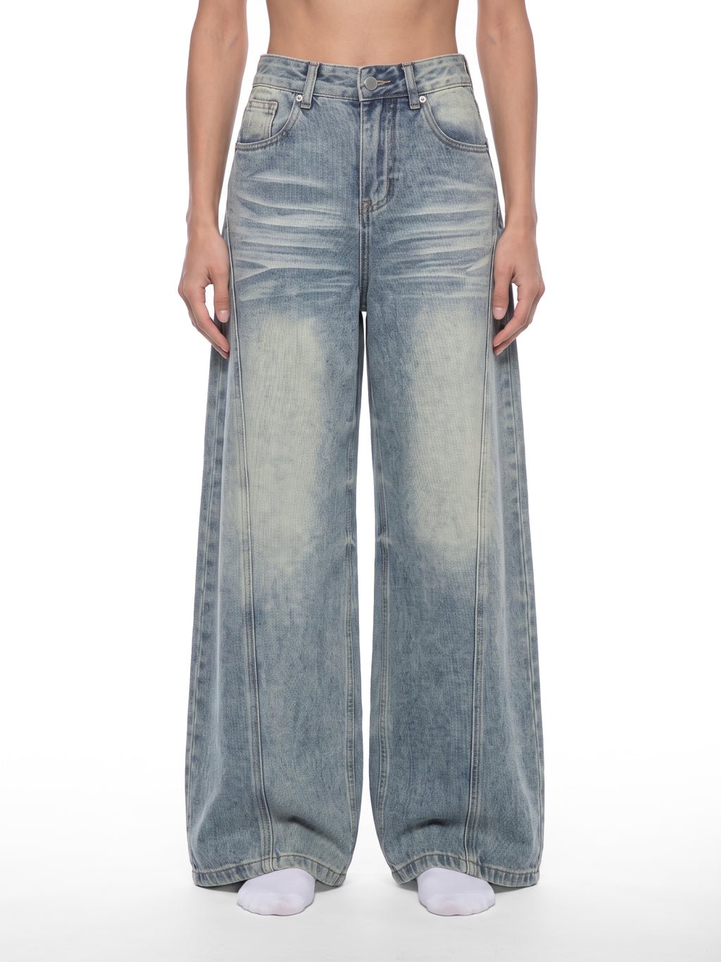 Women’s Vintage Wash Wide Leg Denim Jeans